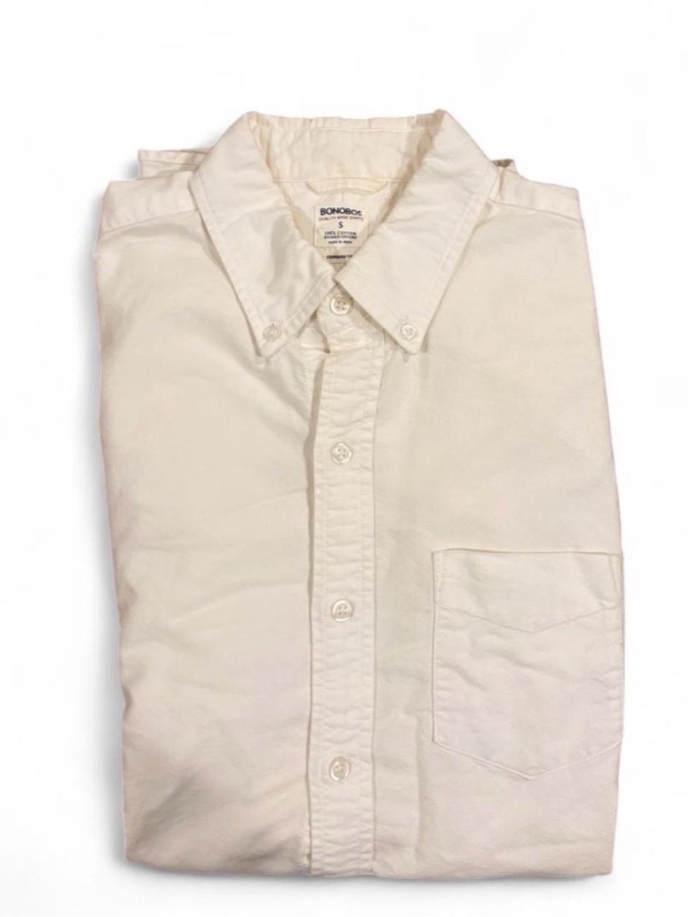 Bonobos Men's S White Oxford Button-Down Shirt Standard Fit 100% Cotton Casual